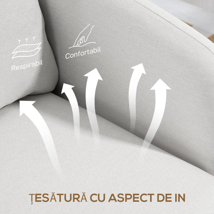  Fotoliu Modern pentru Living din tesatura cu sezut Larg si Gros, Crem [6]