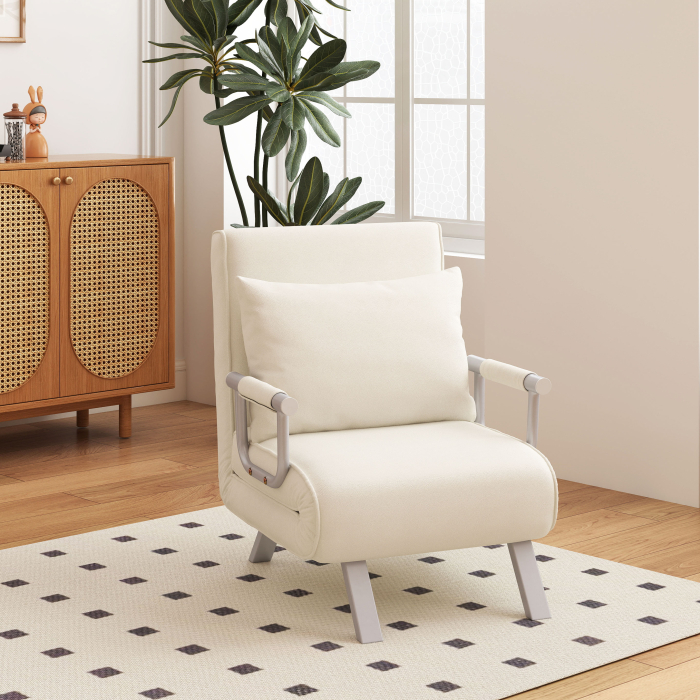  Fotoliu Pat 2-in-1, Design Modern cu Spatar Reglabil [2]