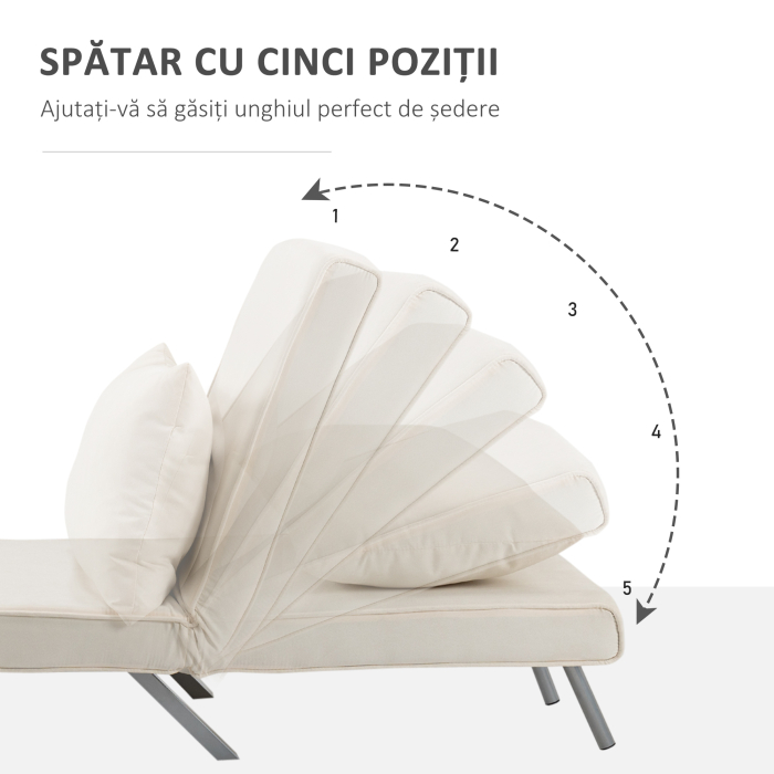  Fotoliu Pat 2-in-1, Design Modern cu Spatar Reglabil [4]