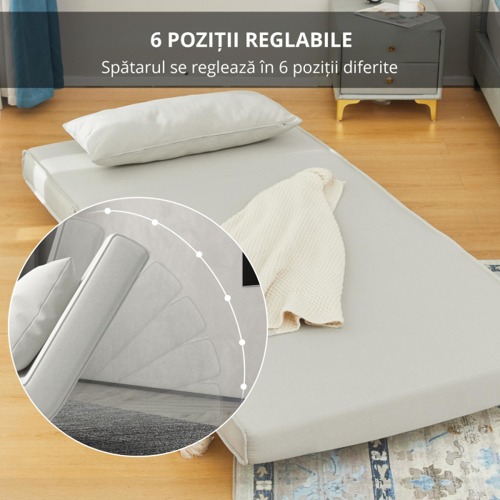  Fotoliu Pat 3 in 1 cu Spatar Rabatabil, Bej [4]
