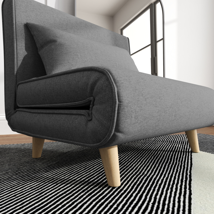  Fotoliu Pat 3 in 1 cu Spatar Reglabil pe 6 Nivele si Perna, Canapea Pat Pliant, 94x78x80 cm, Gri [9]