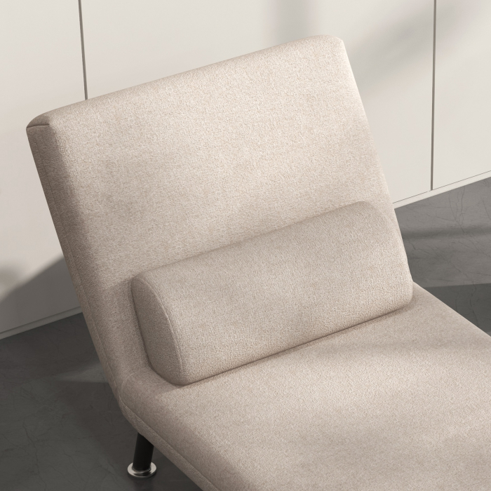  Fotoliu Pat Extensibil - 1 Persoana, cu Saltea & Perna Bej [9]