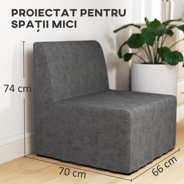  Fotoliu-Pat Modern cu Perna si Husa de Protectie Antipraf, 67x70x74 cm, Gri [5]