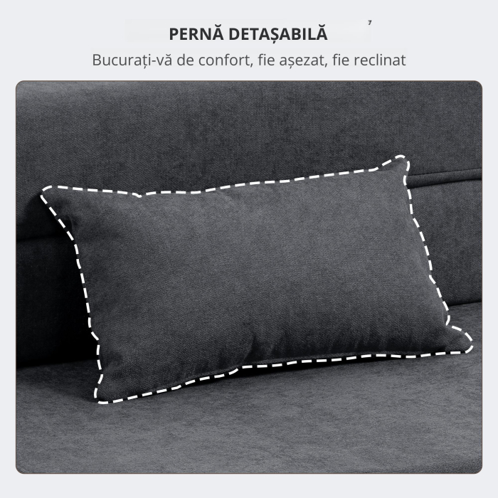  Fotoliu Pat Single Pliabil Modern, Fotoliu de Podea Economisitor de Spatiu Convertibil in sezlong si Saltea, Pat pentru Sufragerie, Living si Birou, 80x80x64 cm, Gri inchis [5]