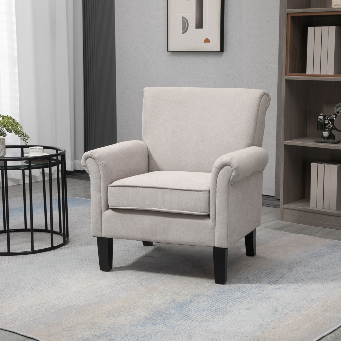  Fotoliu pentru Living, Stil Nordic, Tapitat cu Lemn si Poliester, Ideal pentru Living si Familie, 79x78x87 cm, Gri [2]