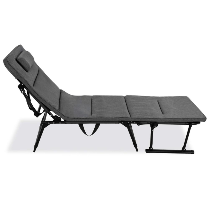 Fotoliu pliabil 2 in 1 tip sezlong, cu 5 pozitii, structura metalica si saltea inclusa, 180x58x89 cm, gri [8]