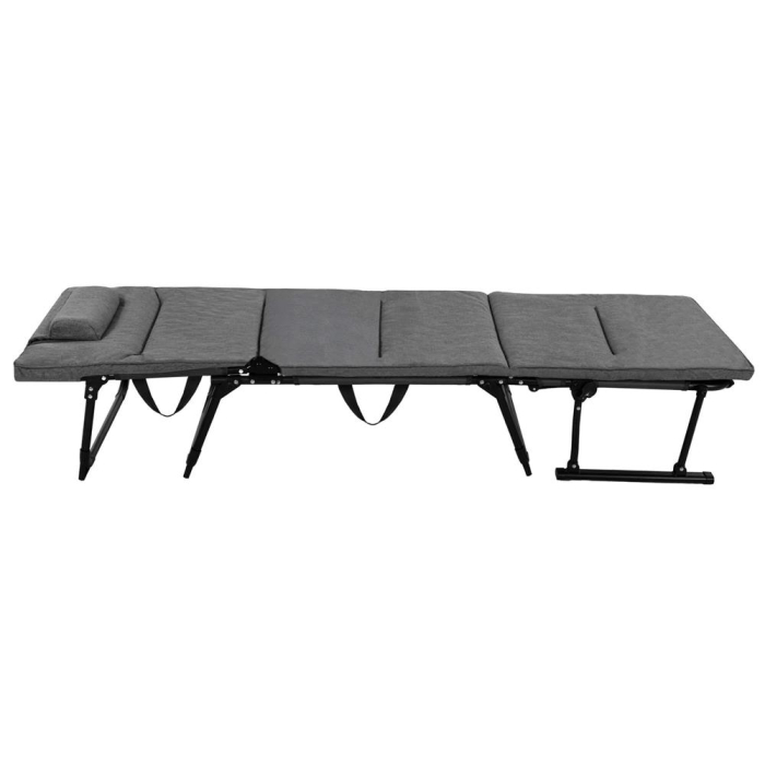 Fotoliu pliabil 2 in 1 tip sezlong, cu 5 pozitii, structura metalica si saltea inclusa, 180x58x89 cm, gri [11]