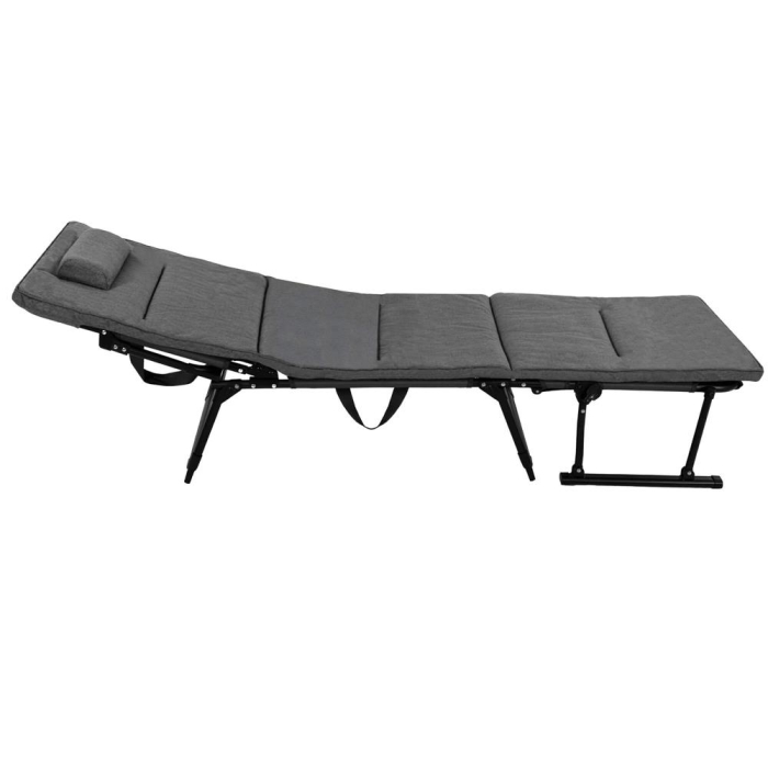 Fotoliu pliabil 2 in 1 tip sezlong, cu 5 pozitii, structura metalica si saltea inclusa, 180x58x89 cm, gri [9]