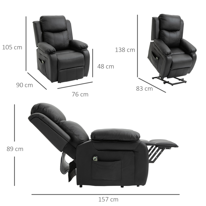  Fotoliu Rabatabil 160° cu Ridicare - Negru [3]