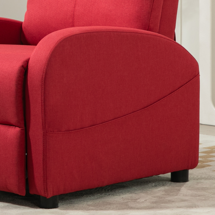  Fotoliu Rabatabil Manual cu Suport pentru Picioare din Material Textil cu Efect de In, 69x85x100 cm, Rosu Vin [8]