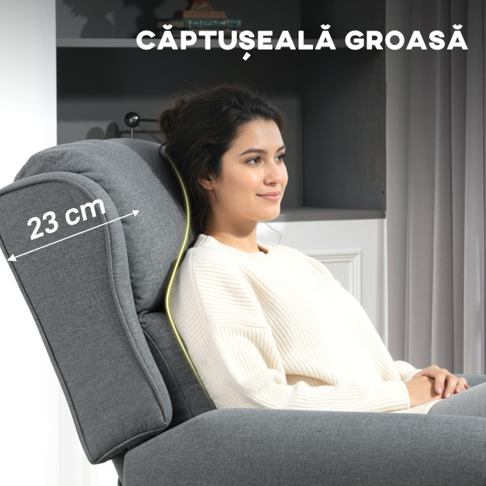  Fotoliu Reclinabil 132° max din Material Tip In cu Suport pentru Picioare, 74x84x102 cm, Gri [6]