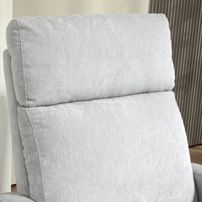  Fotoliu Reclinabil 150° cu suport pentru picioare, din Material Textil cu Efect de In, 68x90x106 cm, Gri Deschis [9]