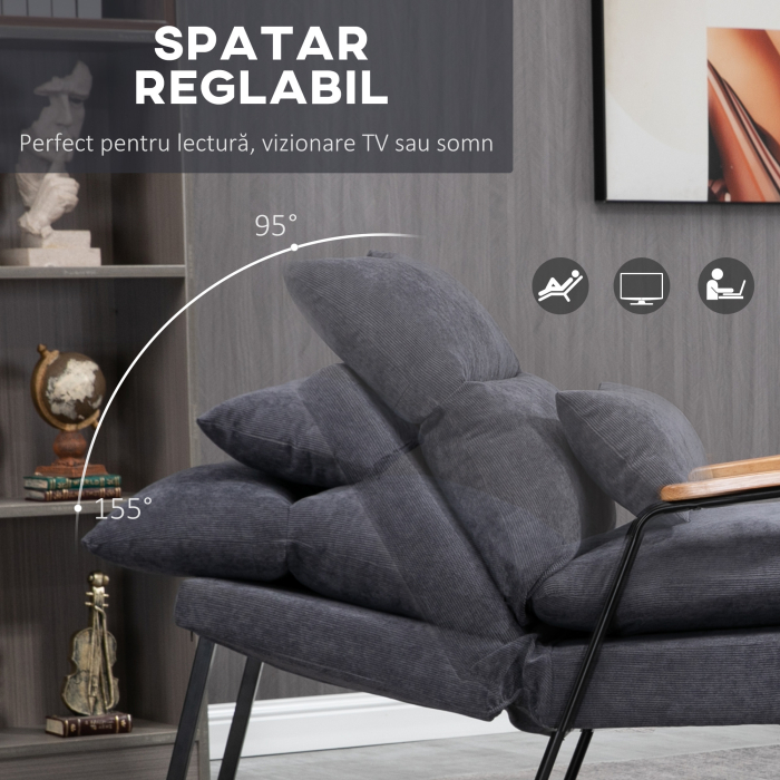  Fotoliu Reclinabil cu Ottoman - Perna & Spatar Reglabil [4]
