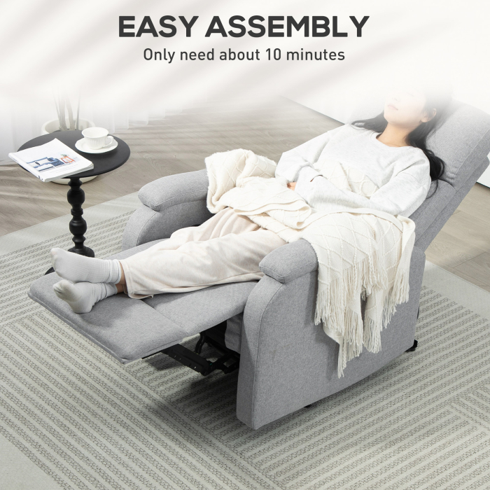  Fotoliu Reclinabil Manual la 60° Extra Captusit in Material Textil cu Suport pentru Picioare, Gri [7]