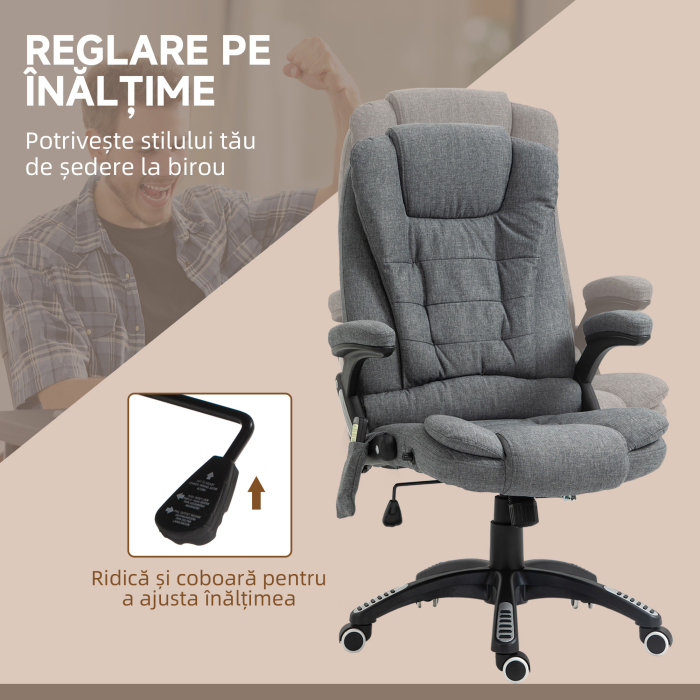  Fotoliu Relax - 6 Zone de Masaj, Gri [6]
