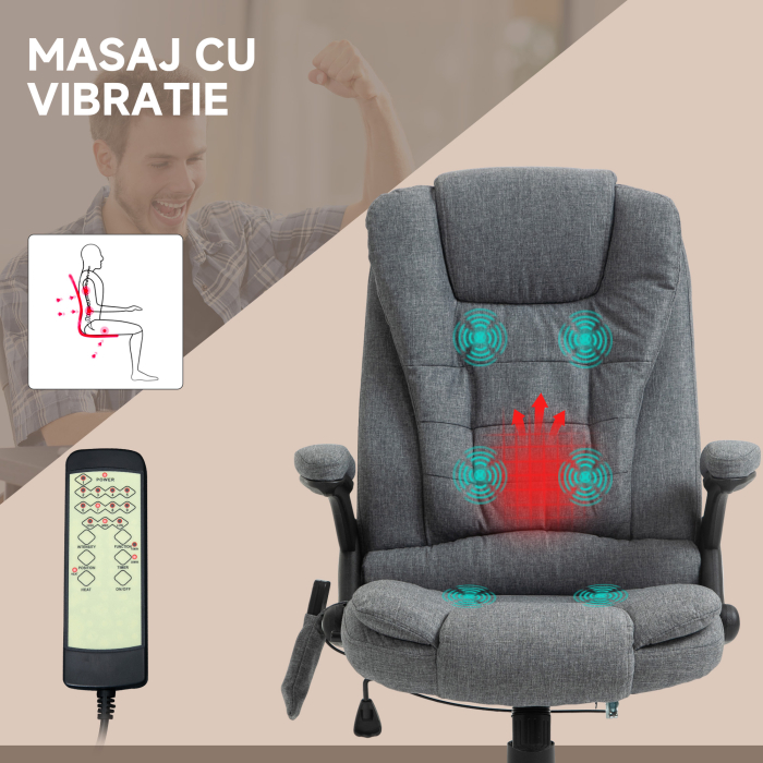  Fotoliu Relax - 6 Zone de Masaj, Gri [5]