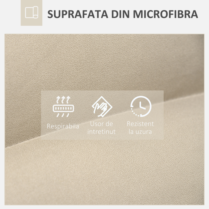  Fotoliu Relax din material capitonat cu pivotare la 360°, fotoliu rabatabil pe 3 nivele 62x62x95cm, bej [6]
