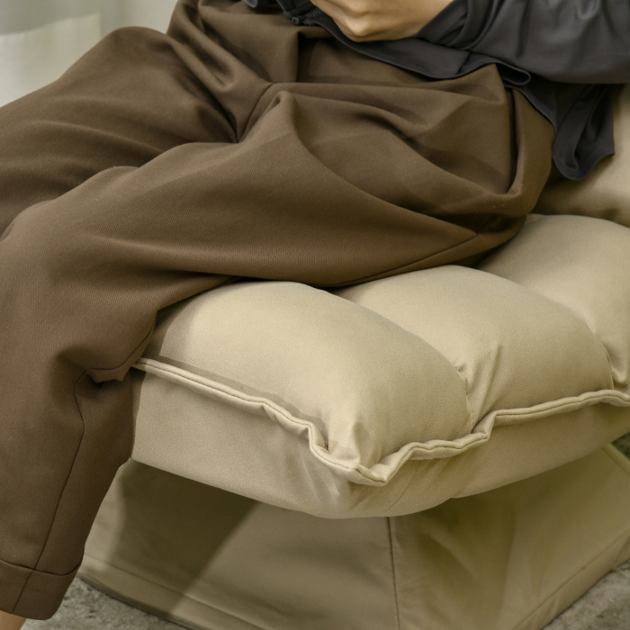  Fotoliu Relax din material capitonat cu pivotare la 360°, fotoliu rabatabil pe 3 nivele 62x62x95cm, bej [8]