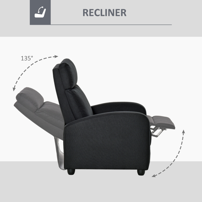  Fotoliu Relax - Negru, In, Rabatabil cu Taburet Inclus [4]