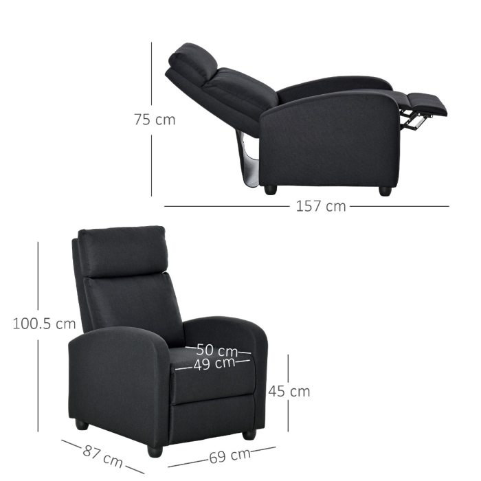  Fotoliu Relax - Negru, In, Rabatabil cu Taburet Inclus [3]