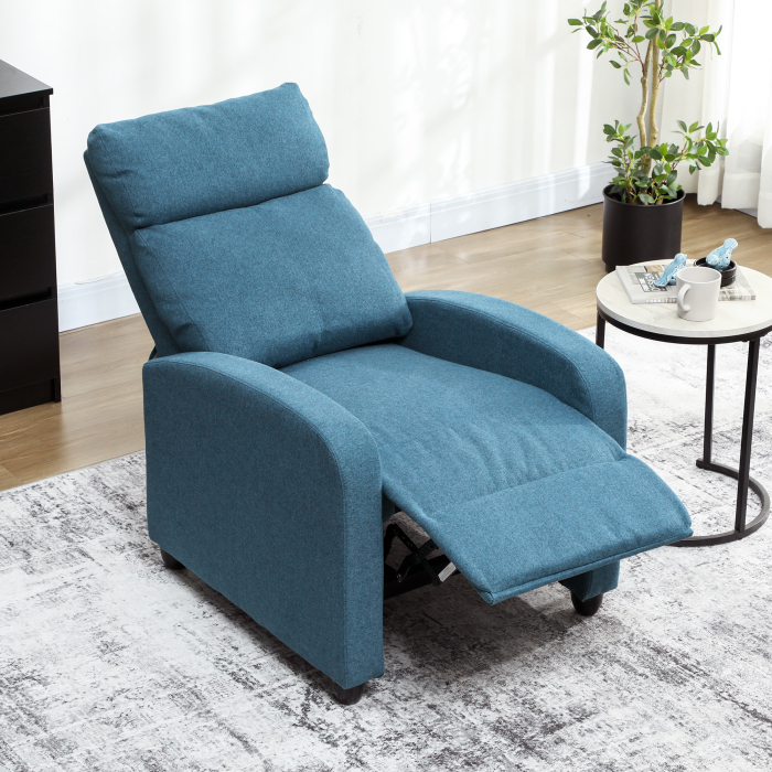  Fotoliu Relax Reclinabil Manual cu Suport pentru Picioare si Tapiterie din tesatura, Albastru [8]