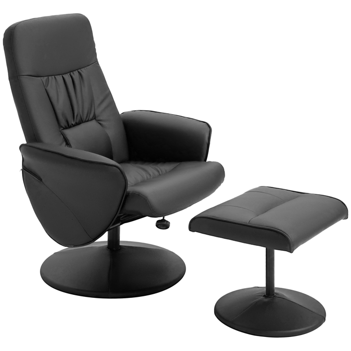  Fotoliu relaxant cu suport pentru picioare fotoliu de relaxare relaxant pivotant 360° si spatar inclinabil pentru TV suportand pana la 120 kg material sintetic metal negru [5]