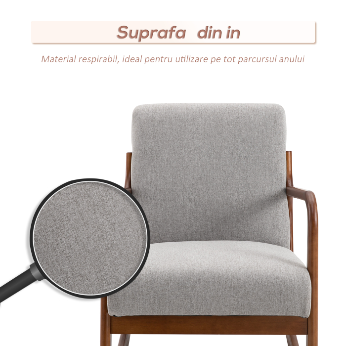 Fotoliu Tapitat din Lemn si Poliester Gri [5]