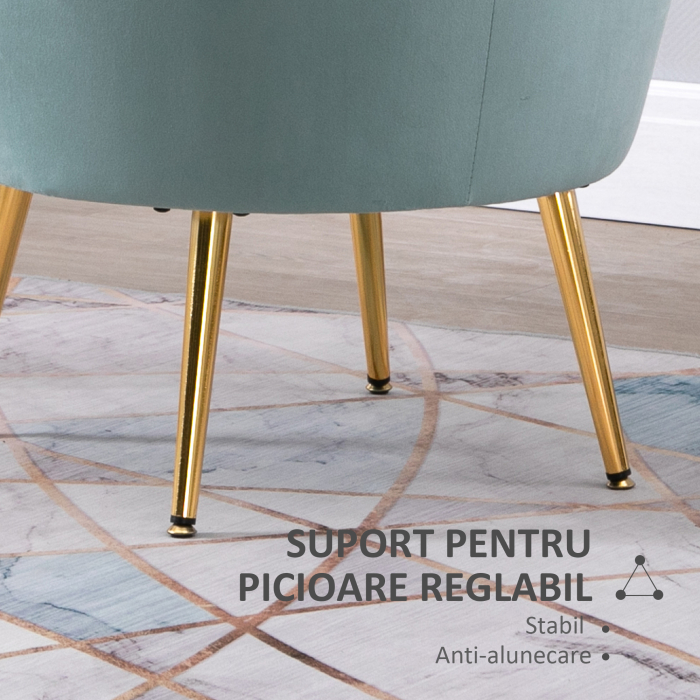  Fotoliu Vintage - Catifea Verde 76×76×74 cm, Design Elegant [7]