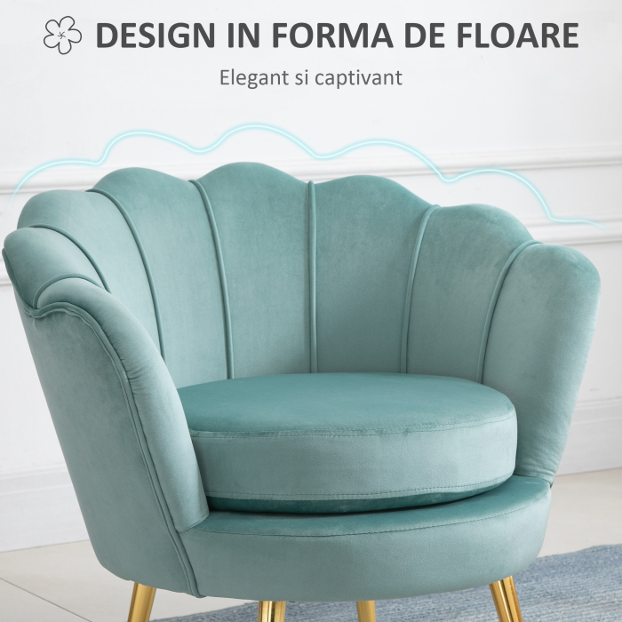  Fotoliu Vintage - Catifea Verde 76×76×74 cm, Design Elegant [4]