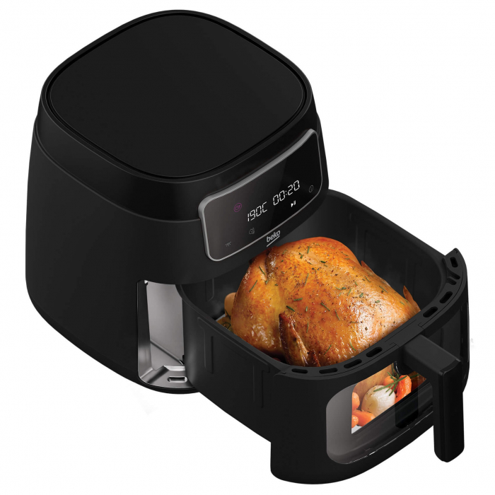 Friteuza cu aer cald BEKO ExpertFry XL FRL3374B, 7.6l, 1750W, 9 programe, geam transparent, cuva antiaderenta, display digital, negru-argintiu [2]
