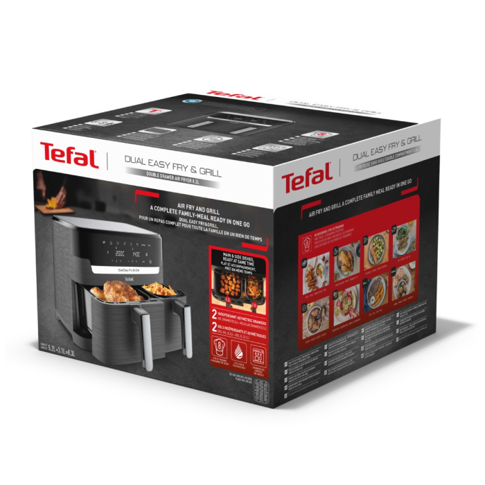 Friteuza cu aer cald dubla Dual Easy Fry&Grill Tefal EY905B10, 2700 W, capacitate 8.3 L - Air fryer cu 8 programe automate, Tehnologia ExtraCrisp, v [14]