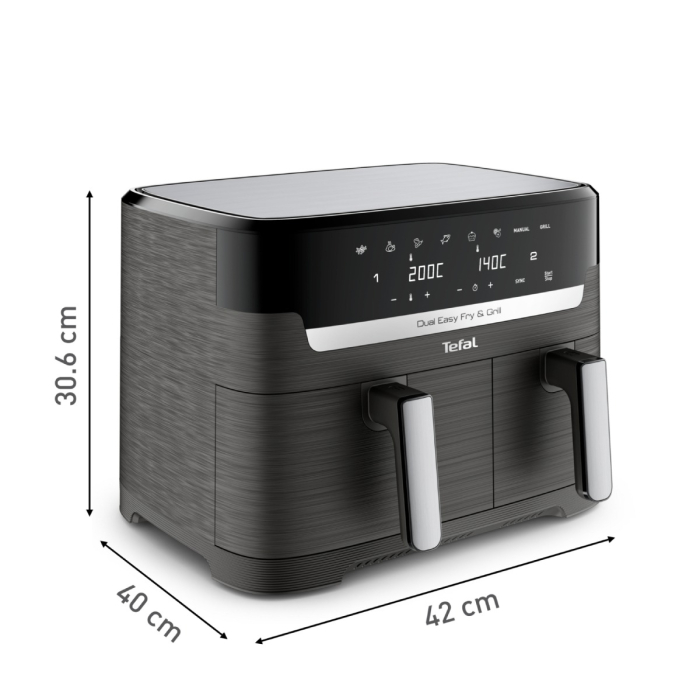 Friteuza cu aer cald dubla Dual Easy Fry&Grill Tefal EY905B10, 2700 W, capacitate 8.3 L - Air fryer cu 8 programe automate, Tehnologia ExtraCrisp, v [13]