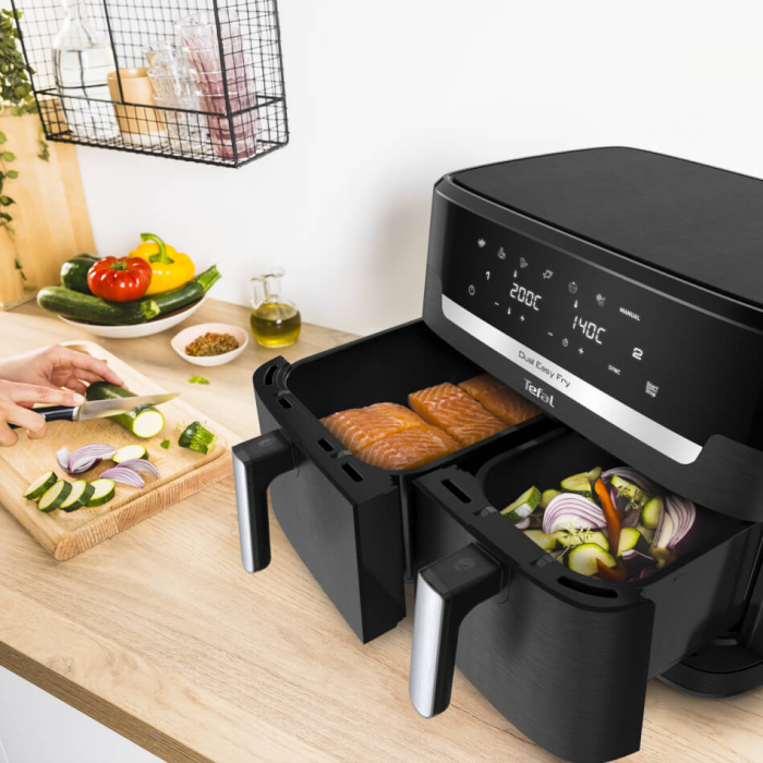 Friteuza cu aer cald dubla Tefal Dual Easy Fry XXL EY9428E0, 2700W, capacitate 11 L - Air fryer cu 7 programe automate, vase detasabile antiaderent [7]