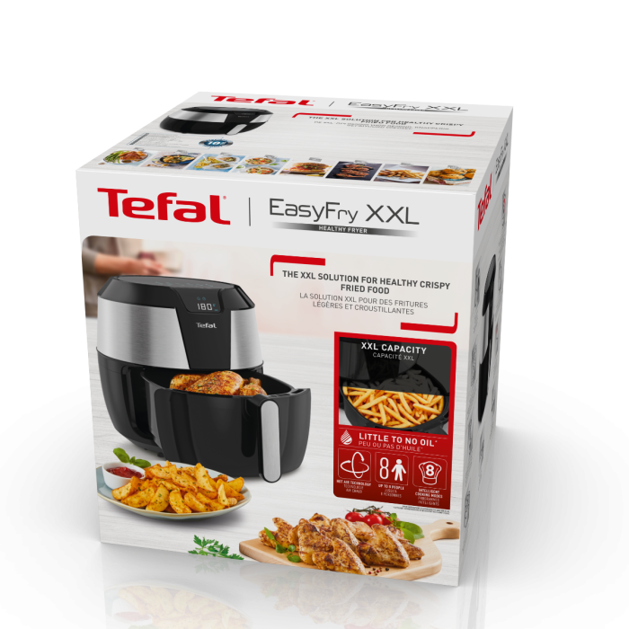 Friteuza cu aer cald Easy Fry XXL EY701D15, 1700 W - Air fryer cu tehnologie 3D Air Pulse, ecran LCD, oprire automata, 1.6 KG / 5.6 L, negru [10]
