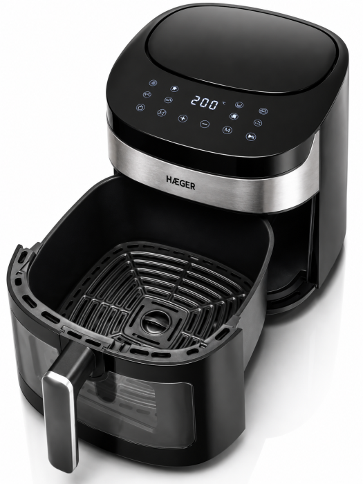Friteuza cu aer cald HAEGER AIR BANQUET, 1800W, Capacitate 8L, 8 programe, Control digital, Tehnologie aer cald 360 grade, Cuva antiaderenta, Timer, Neagra [4]