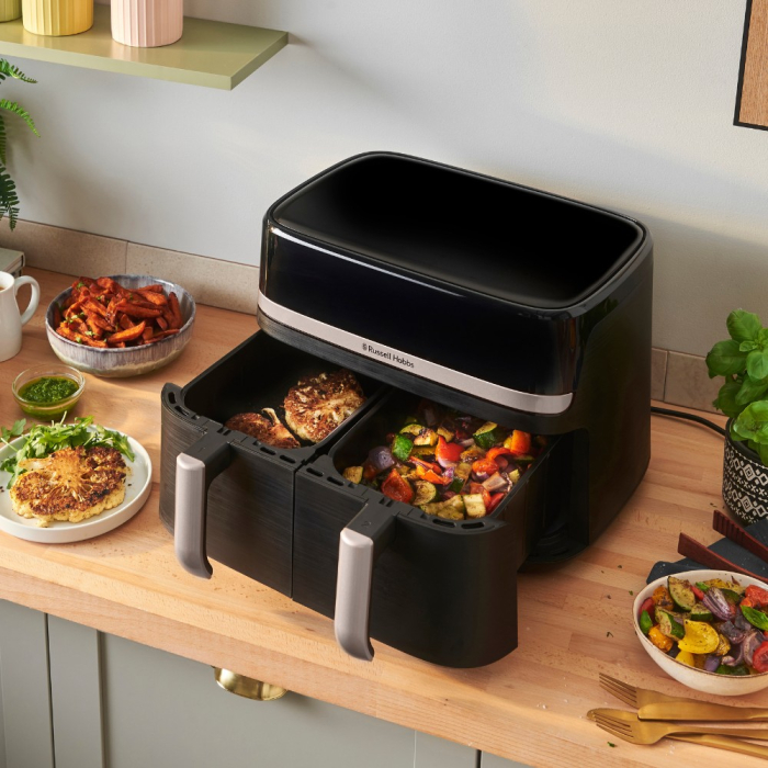 Friteuza cu aer cald Russell Hobbs Satisfry Dual Basket, 9L, 2 cosuri independente, afisaj digital, gatit simultan [5]