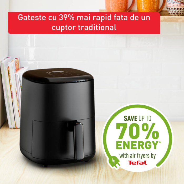 Friteuza cu aer cald Tefal Easy Fry Compact EY145810, 1300W, capacitate 3L - Air fryer cu 10 programe automate, vas antiaderent detasabil, functie  [5]