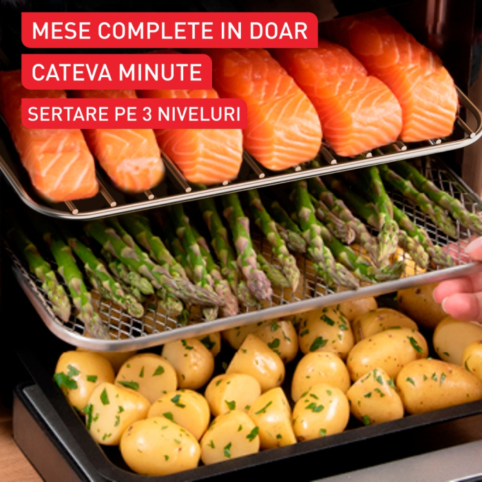 Friteuza cu aer cald Tefal Easy Fry FW556DE0 1800W, 15L - Air fryer cu 9 programe automate, tehnologie Extra-Crisp, temperatura ajustabila, ecran L [7]