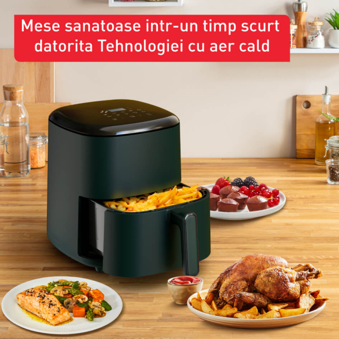 Friteuza cu aer cald Tefal Easy Fry Max EY245310, 1500W, 5L - Air fryer cu 10 programe automate, ecran tactil, vas antiaderent, oprire automata, ver [3]