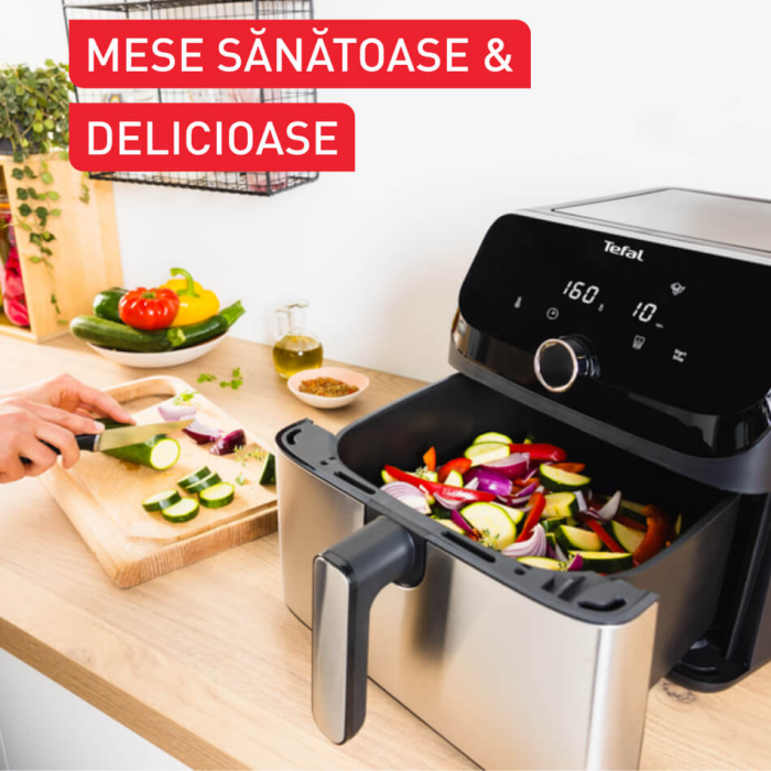 Friteuza cu aer cald Tefal Easy Fry Mega EY855D10, 2020W, capacitate 7.5L, pana la 8 persoane - Air fryer cu 8 programe, invelis antiaderent, opr [3]