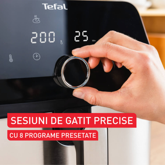 Friteuza cu aer cald Tefal Easy Fry Mega EY855D10, 2020W, capacitate 7.5L, pana la 8 persoane - Air fryer cu 8 programe, invelis antiaderent, opr [2]