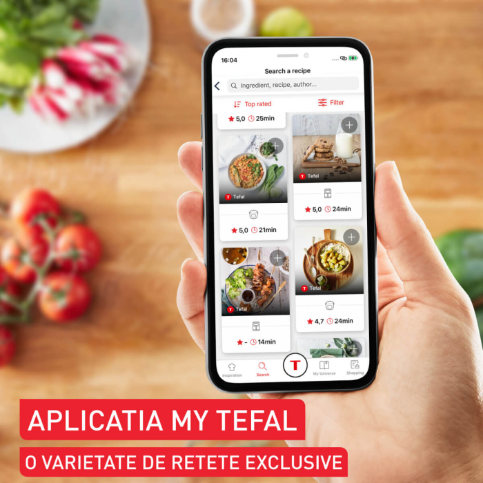 Friteuza cu aer cald Tefal Easy Fry Silence EY5521E0, 1670W, 5L, 10 programe automate, tehnologie Extra-Crisp, temperatura ajustabila, ecran LCD, o [5]