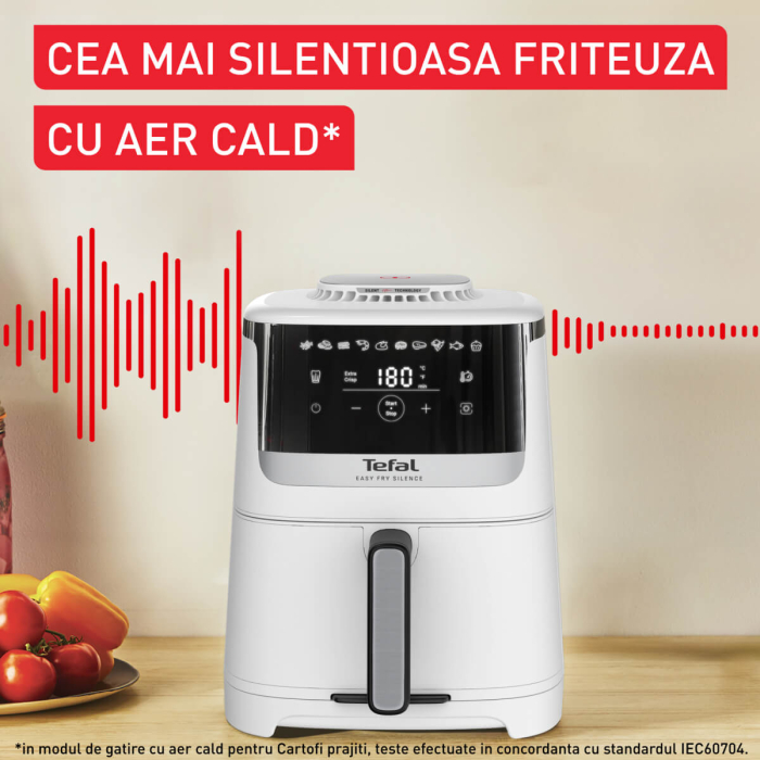 Friteuza cu aer cald Tefal Easy Fry Silence EY5521E0, 1670W, 5L, 10 programe automate, tehnologie Extra-Crisp, temperatura ajustabila, ecran LCD, o [8]