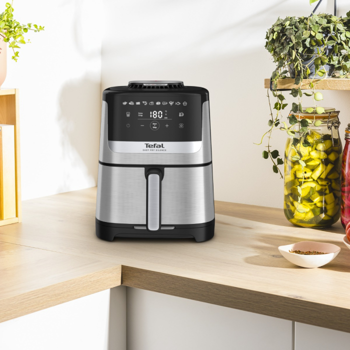 Friteuza cu aer cald Tefal Easy Fry Silence EY552DE0, 1670W, 5L - Air fryer cu 10 programe automate, ecran LCD, silentioasa, cu maner detasabil,  [10]