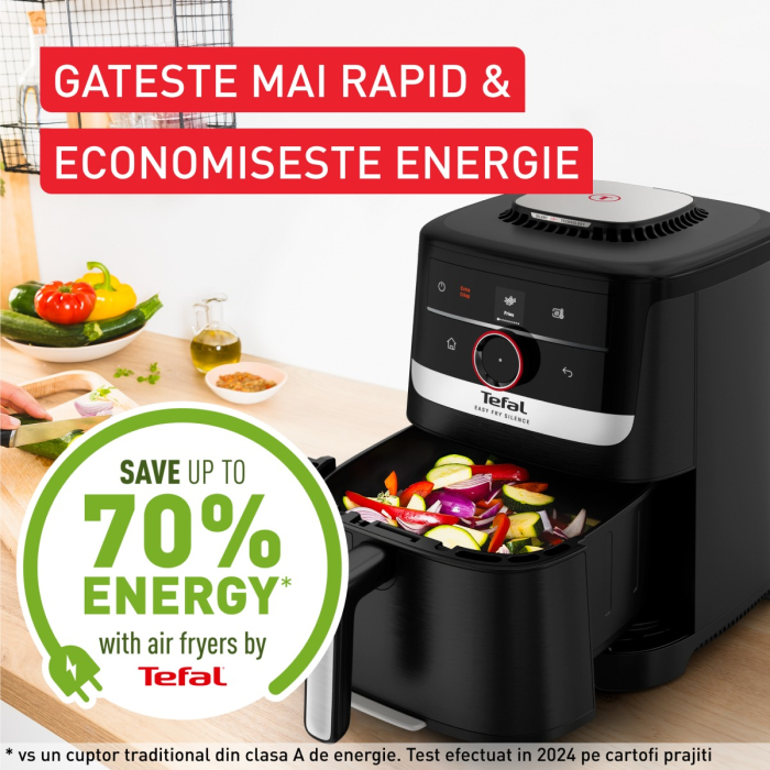 Friteuza cu aer cald Tefal Easy Fry Silence EY5728E1, 1670W, 5L, 11 programe, gatire silentioasa, functie Smart Assist, display LCD, temperatura [6]