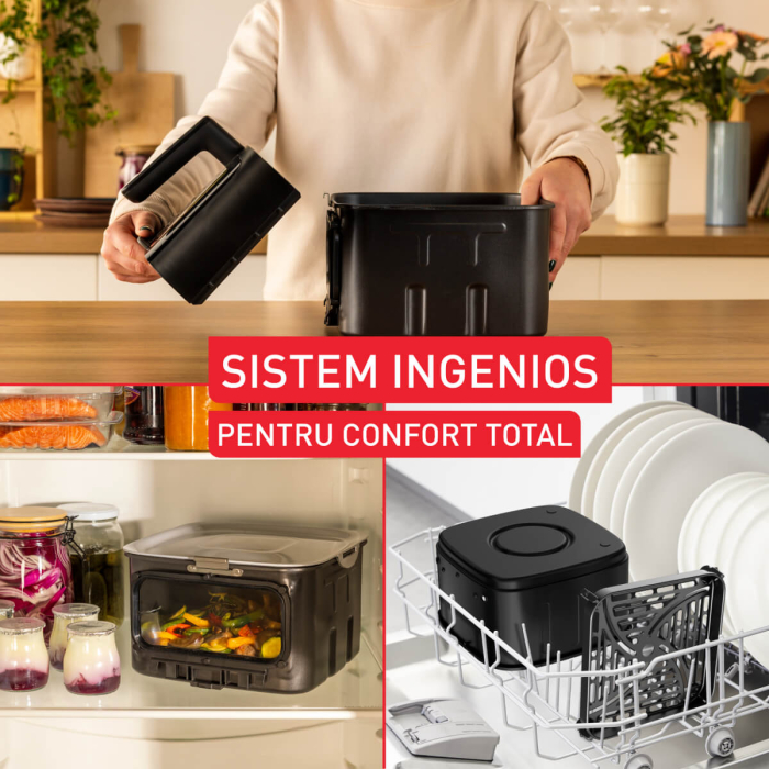 Friteuza cu aer cald Tefal Easy Fry Silence EY876DE0, 1800W, capacitate 7 L, 12 programe, oprire automata, temperatura ajustabila, ecran LCD, tehn [9]