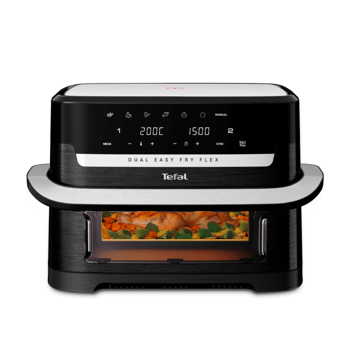 Friteuza dubla cu aer cald Tefal Dual Easy Fry Flex EY9228E0, 2700W, 9L, 7 programe, cuva dubla, accesoriu FlexCook, oprire automata, display LCD, [9]