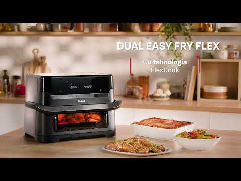 Friteuza dubla cu aer cald Tefal Dual Easy Fry Flex EY9228E0, 2700W, 9L, 7 programe, cuva dubla, accesoriu FlexCook, oprire automata, display LCD, [2]