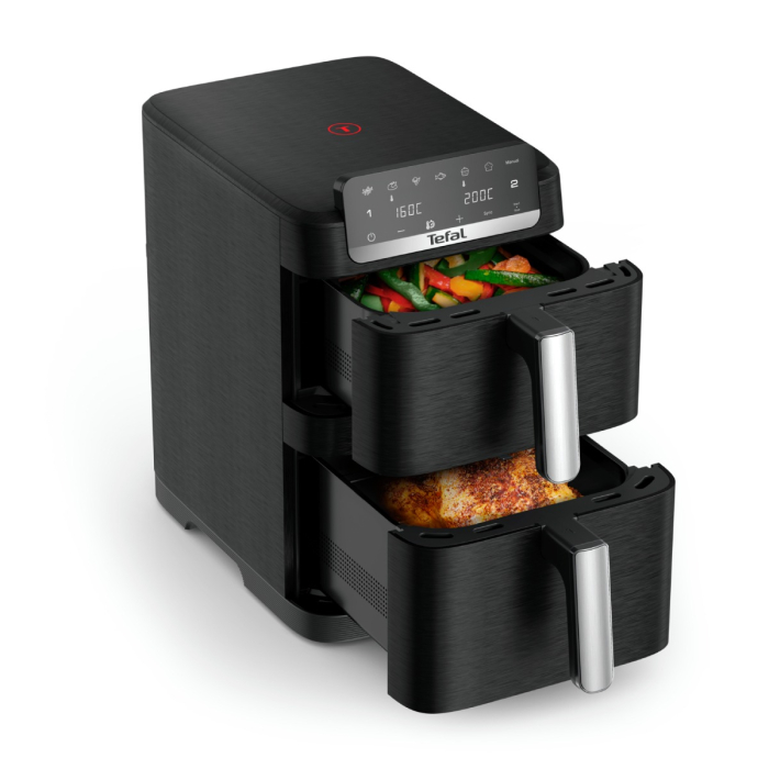 Friteuza dubla cu aer cald Tefal Easy Fry Crispy Stack EY7528E0, 2700 W, 10 L - Air fryer cu 7 programe automate, 2 compartimente, temperatura ajustab [10]