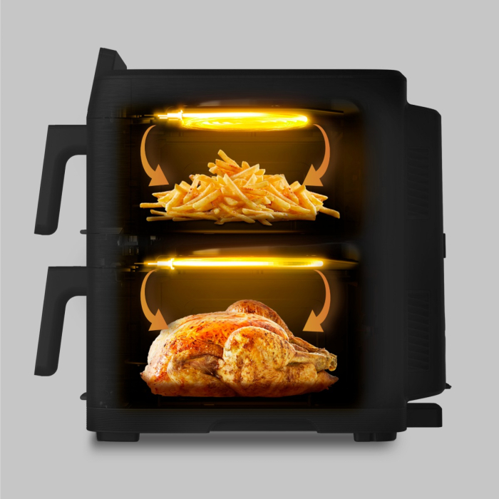 Friteuza dubla cu aer cald Tefal Easy Fry Crispy Stack EY752AE0, 2700 W, 10 L - Air fryer cu 7 programe automate, 2 compartimente, temperatura ajustab [5]